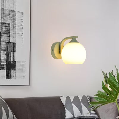Contemporary Creative Cylinder Flower Iron Glass Shade 1-Light Wall Sconce Lamp For Living Room