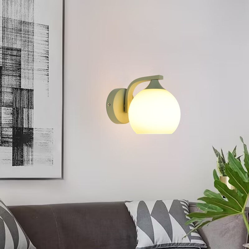 Contemporary Creative Cylinder Flower Iron Glass Shade 1-Light Wall Sconce Lamp For Living Room