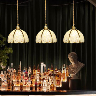 Modern Luxury Dome Crushed Crystal Full Brass 1-Light Pendant Light For Bedroom