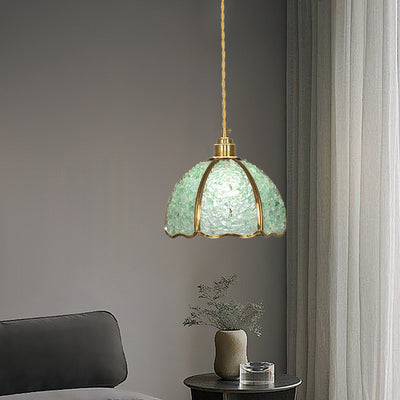 Modern Luxury Dome Crushed Crystal Full Brass 1-Light Pendant Light For Bedroom