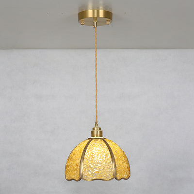 Modern Luxury Dome Crushed Crystal Full Brass 1-Light Pendant Light For Bedroom