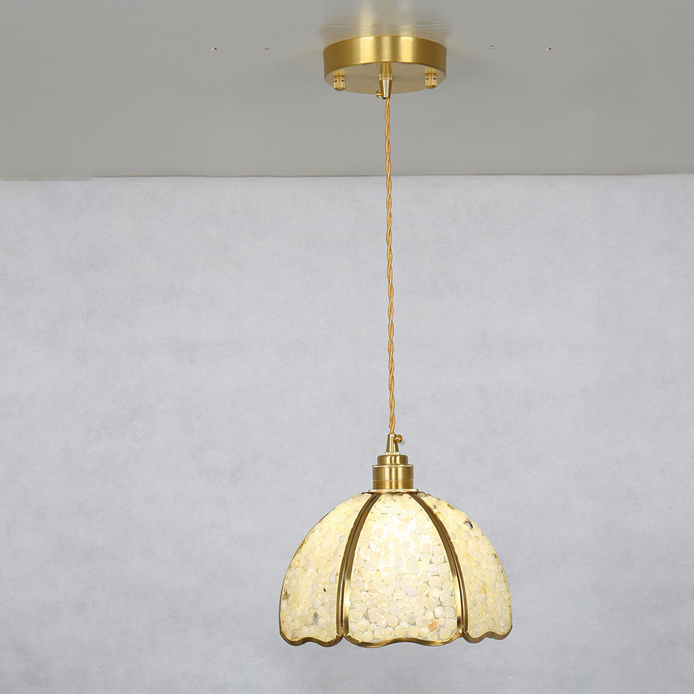 Dôme de luxe moderne en cristal écrasé avec laiton complet, suspension à 1 lumière pour chambre 