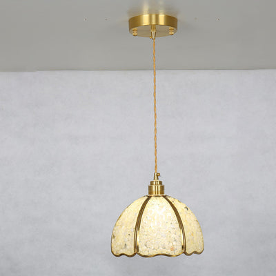Modern Luxury Dome Crushed Crystal Full Brass 1-Light Pendant Light For Bedroom