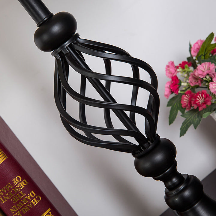 Lampe de table 1 lumière avec abat-jour en tissu cylindrique rond de style moderne mi-siècle et base en fer pour chambre 