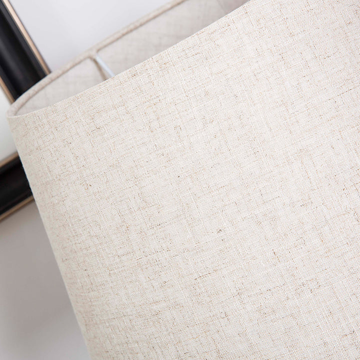 Lampe de table 1 lumière avec abat-jour en tissu cylindrique rond de style moderne mi-siècle et base en fer pour chambre 