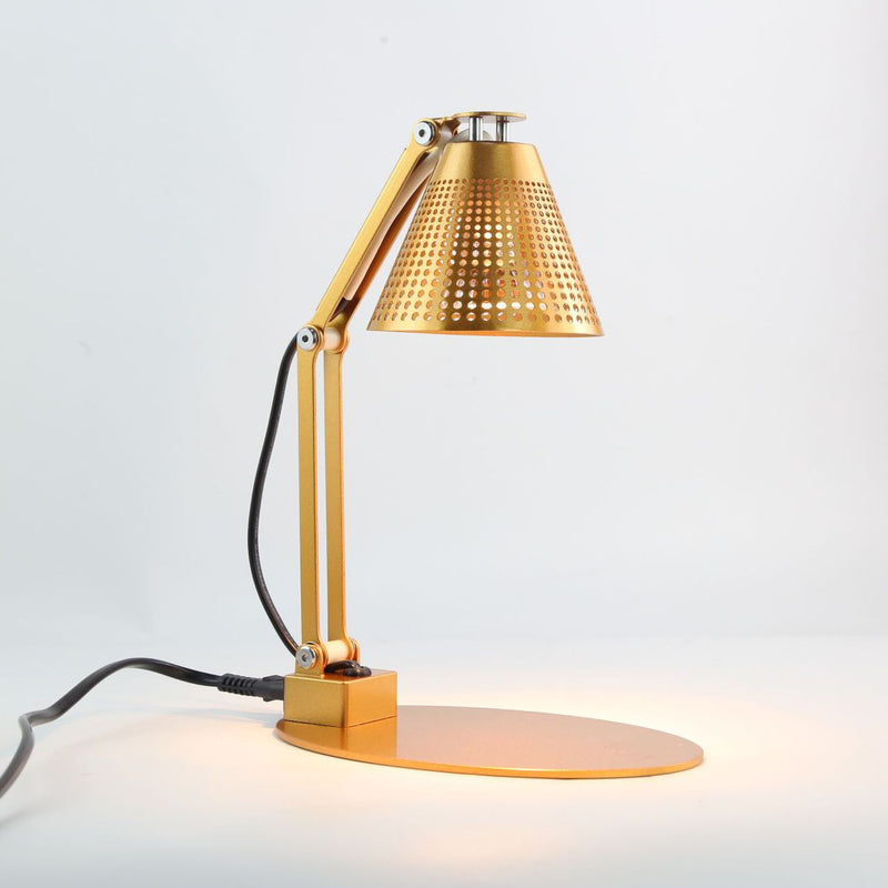 Lampe de table à cire fondante aromatique à une lumière avec abat-jour en verre rayé en fer, cylindre pliable romantique minimaliste moderne pour chambre à coucher 