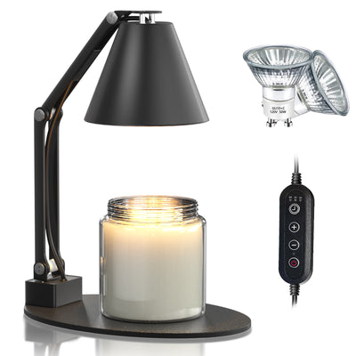 Lampe de table à cire fondante aromatique à une lumière avec abat-jour en verre rayé en fer, cylindre pliable romantique minimaliste moderne pour chambre à coucher 