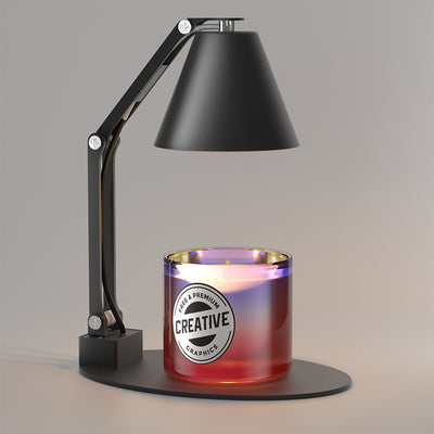 Lampe de table à cire fondante aromatique à une lumière avec abat-jour en verre rayé en fer, cylindre pliable romantique minimaliste moderne pour chambre à coucher 