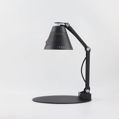 Lampe de table à cire fondante aromatique à une lumière avec abat-jour en verre rayé en fer, cylindre pliable romantique minimaliste moderne pour chambre à coucher 
