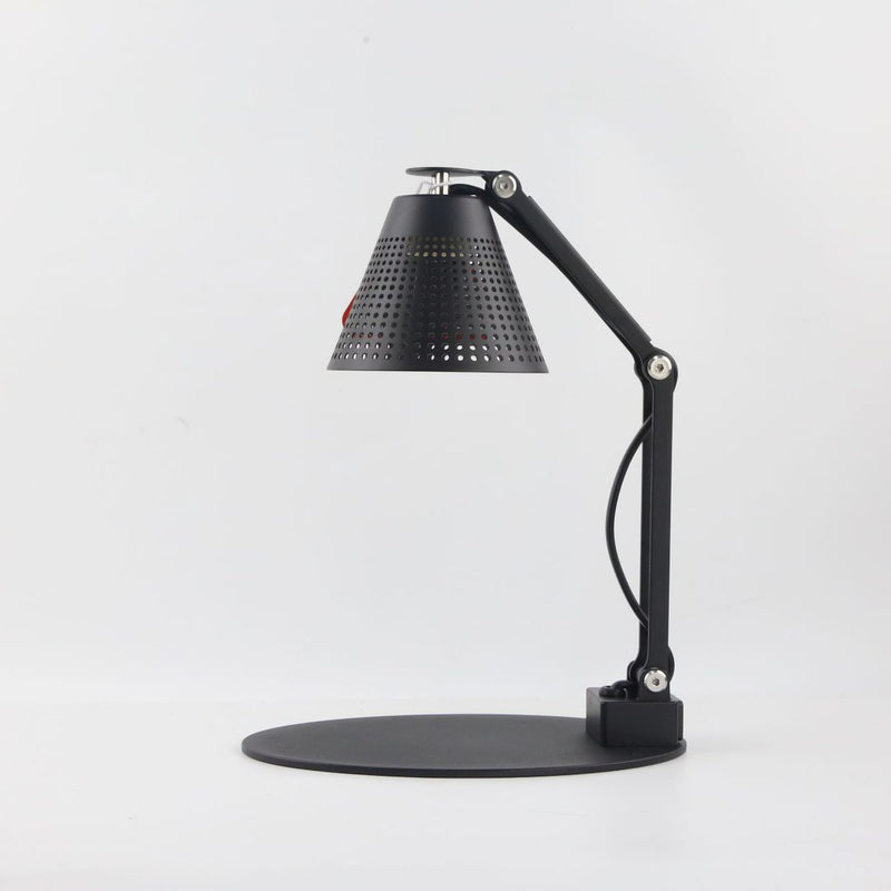 Lampe de table à cire fondante aromatique à une lumière avec abat-jour en verre rayé en fer, cylindre pliable romantique minimaliste moderne pour chambre à coucher 