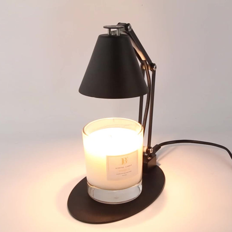 Lampe de table à cire fondante aromatique à une lumière avec abat-jour en verre rayé en fer, cylindre pliable romantique minimaliste moderne pour chambre à coucher 