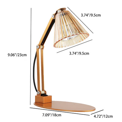 Lampe de table à cire fondante aromatique à une lumière avec abat-jour en verre rayé en fer, cylindre pliable romantique minimaliste moderne pour chambre à coucher 