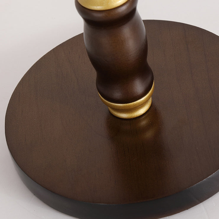 Abat-jour en tissu plissé à rayures coniques cylindriques traditionnel français en bois massif et métal 1-lampe de table pour chambre 