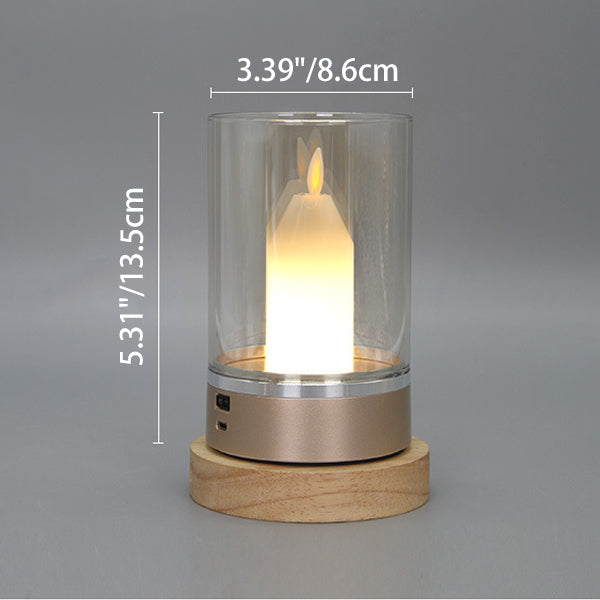 Modern Art Deco Sensible Cylinder Candlestick Glass ABS LED Table Lamp For Living Room