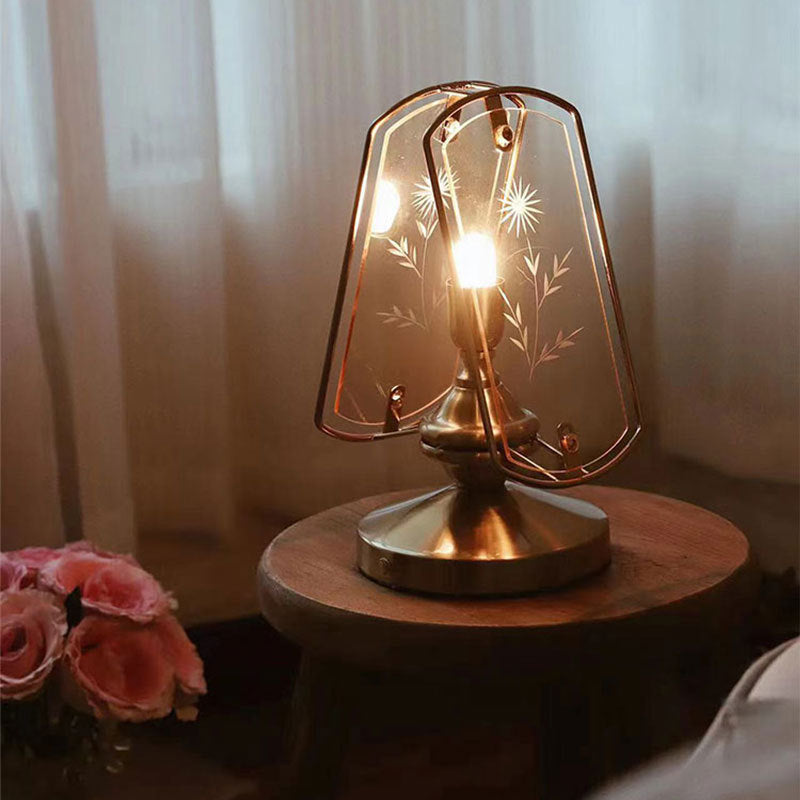 Portavelas de esquina con clip rectangular de arte moderno Deco Hierro Acrílico Lámpara de mesa de 1 luz para sala de estar 