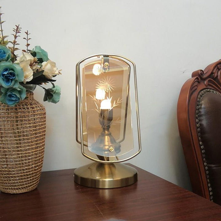 Portavelas de esquina con clip rectangular de arte moderno Deco Hierro Acrílico Lámpara de mesa de 1 luz para sala de estar 