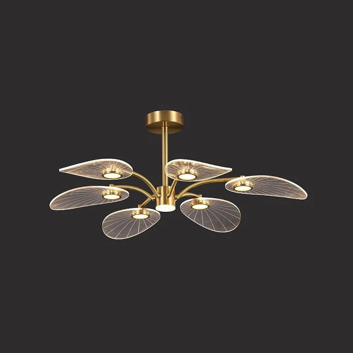 Luz de techo semi-empotrada LED de acrílico con hojas de rama redonda de hierro escandinavo contemporáneo para dormitorio 