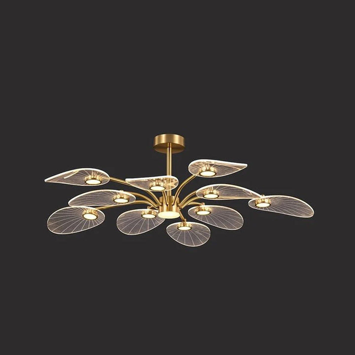 Luz de techo semi-empotrada LED de acrílico con hojas de rama redonda de hierro escandinavo contemporáneo para dormitorio 