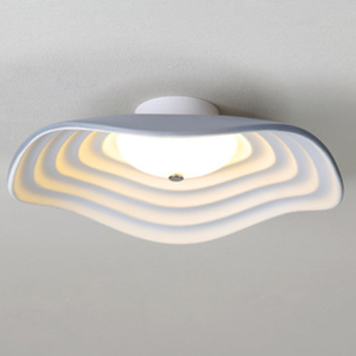 Contemporary Creative Irregular Lotus Leaf Dome Resin LED Semi-Flush Mount Ceiling Light For Living Room