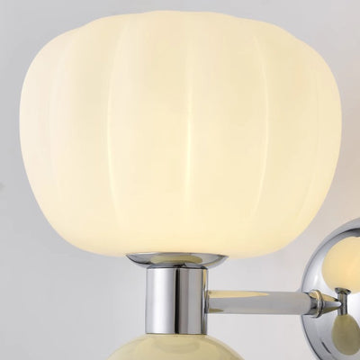 Traditional French Iron Acrylic Pumpkin-Shaped 2-Light Wall Sconce Lamp For Bedroom