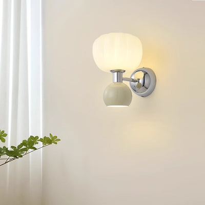 Traditional French Iron Acrylic Pumpkin-Shaped 2-Light Wall Sconce Lamp For Bedroom