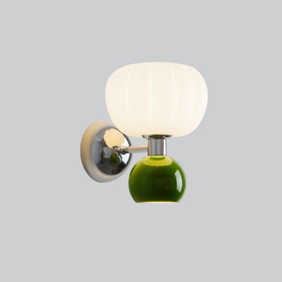 Traditional French Iron Acrylic Pumpkin-Shaped 2-Light Wall Sconce Lamp For Bedroom