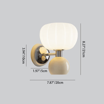 Traditional French Iron Acrylic Pumpkin-Shaped 2-Light Wall Sconce Lamp For Bedroom