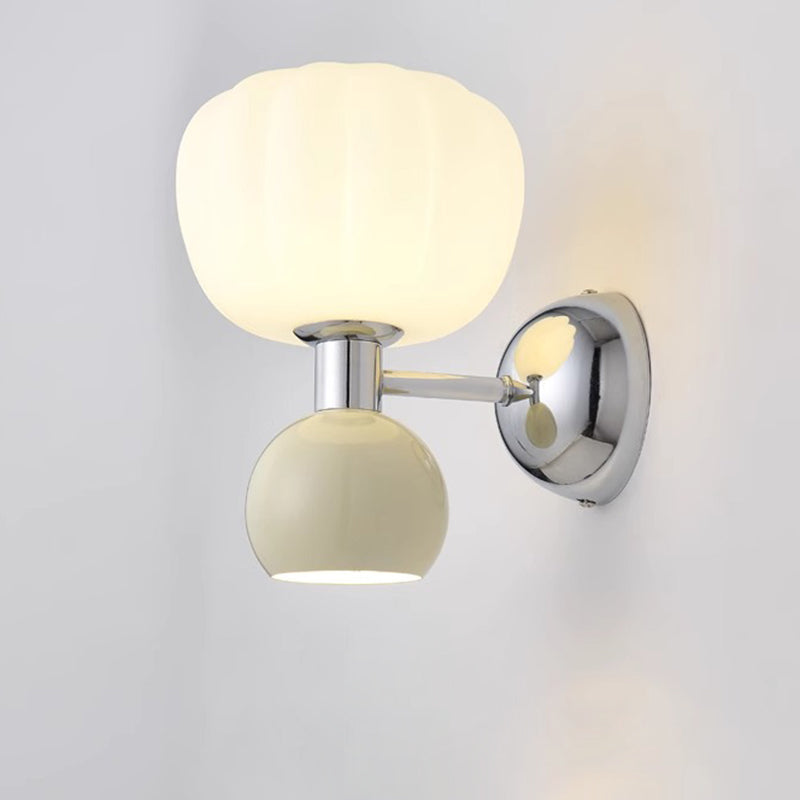 Traditional French Iron Acrylic Pumpkin-Shaped 2-Light Wall Sconce Lamp For Bedroom