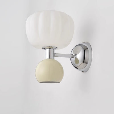 Traditional French Iron Acrylic Pumpkin-Shaped 2-Light Wall Sconce Lamp For Bedroom