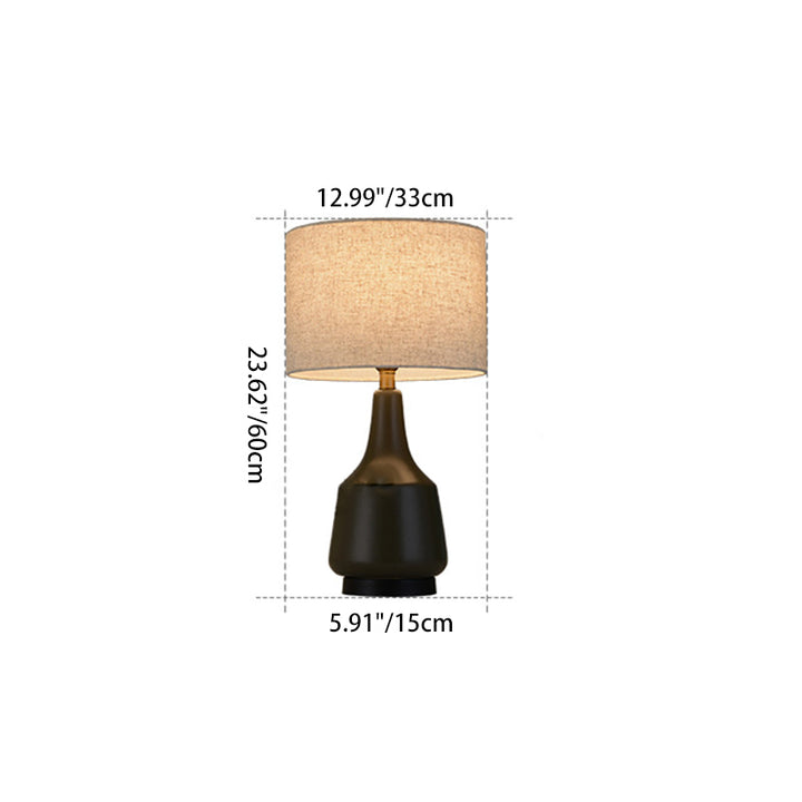Lampe de table 1 lumière contemporaine scandinave en laiton céramique tissu abat-jour cylindrique effilé pour chambre et bureau 