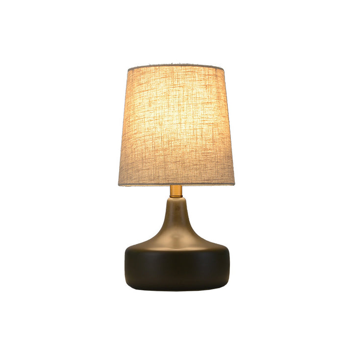 Lampe de table 1 lumière contemporaine scandinave en laiton céramique tissu abat-jour cylindrique effilé pour chambre et bureau 