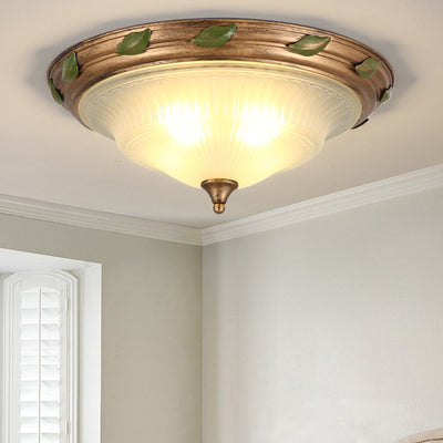 Lámpara de techo empotrada de hierro y vidrio en forma de cono tradicional europea de 3/4/5 luces para sala de estar o dormitorio 