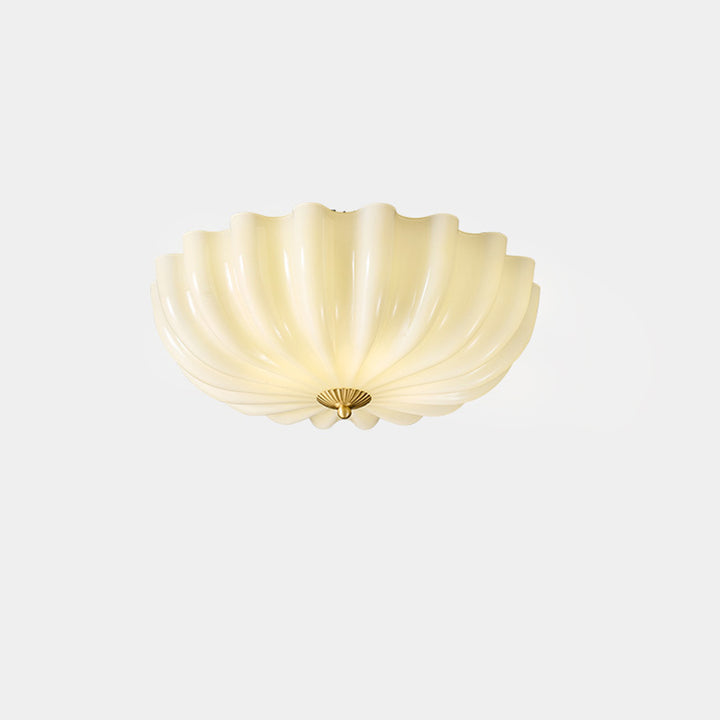 Zeitgenössische nordische Messing-Glas-Blütenblatt-förmige 3/4-Licht-Deckenleuchte für Wohnzimmer oder Schlafzimmer 