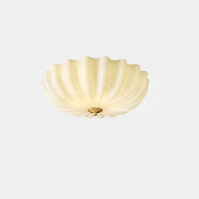 Plafonnier contemporain en laiton nordique avec verre en forme de pétale à 3/4 lumières pour salon ou chambre 