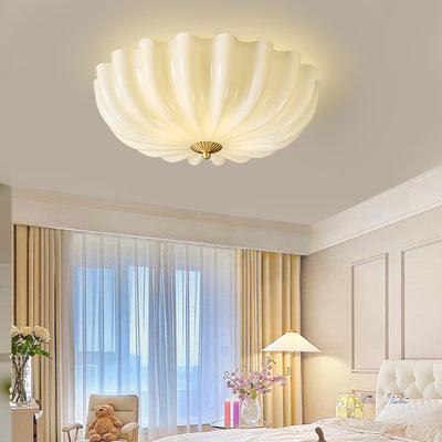 Plafonnier contemporain en laiton nordique avec verre en forme de pétale à 3/4 lumières pour salon ou chambre 