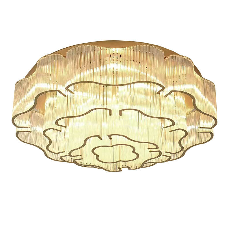 Contemporary Luxury Hardware Glass Round 7/11-Light Semi-Flush Mount Ceiling Light For Living Room, Bedroom