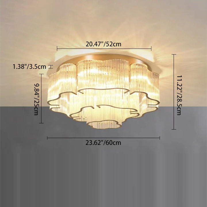 Contemporary Luxury Hardware Glass Round 7/11-Light Semi-Flush Mount Ceiling Light For Living Room, Bedroom