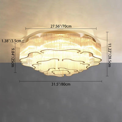 Contemporary Luxury Hardware Glass Round 7/11-Light Semi-Flush Mount Ceiling Light For Living Room, Bedroom