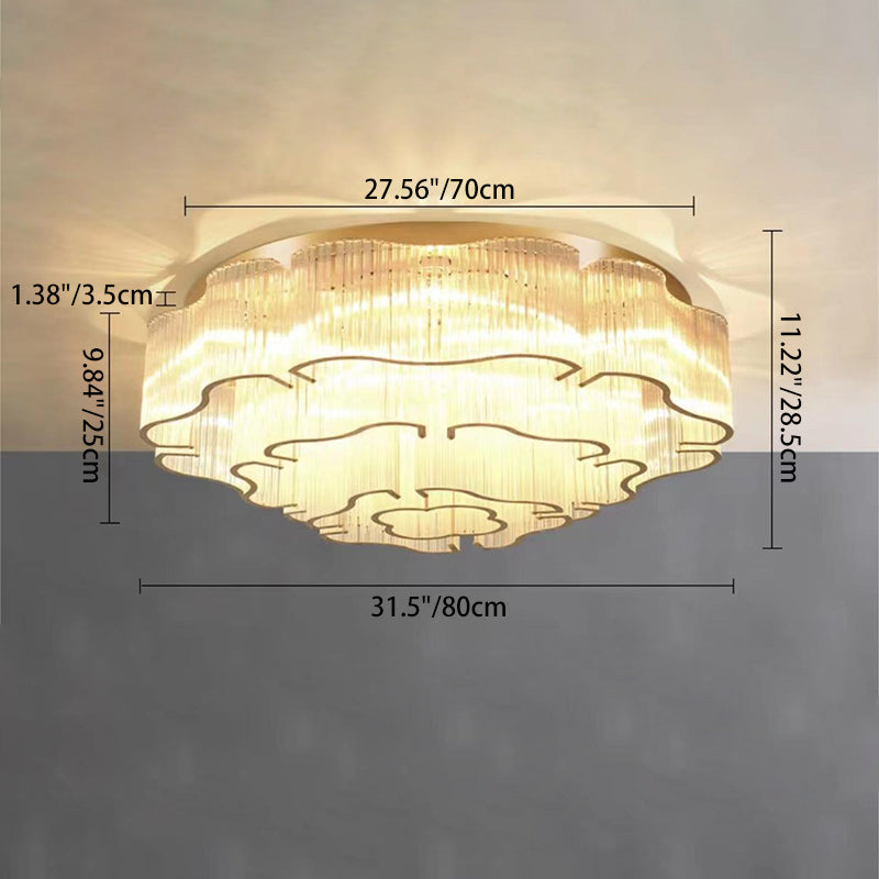 Contemporary Luxury Hardware Glass Round 7/11-Light Semi-Flush Mount Ceiling Light For Living Room, Bedroom