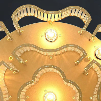 Contemporary Luxury Hardware Glass Round 7/11-Light Semi-Flush Mount Ceiling Light For Living Room, Bedroom