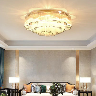 Contemporary Luxury Hardware Glass Round 7/11-Light Semi-Flush Mount Ceiling Light For Living Room, Bedroom