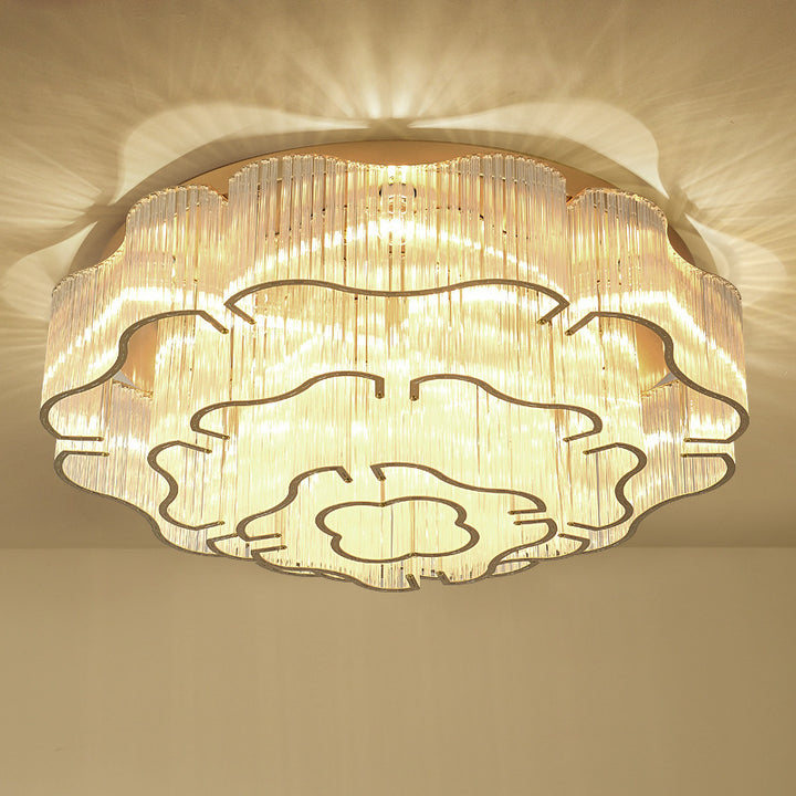 Contemporary Luxury Hardware Glass Round 7/11-Light Semi-Flush Mount Ceiling Light For Living Room, Bedroom