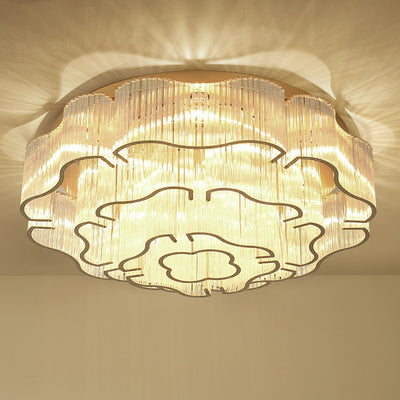 Contemporary Luxury Hardware Glass Round 7/11-Light Semi-Flush Mount Ceiling Light For Living Room, Bedroom