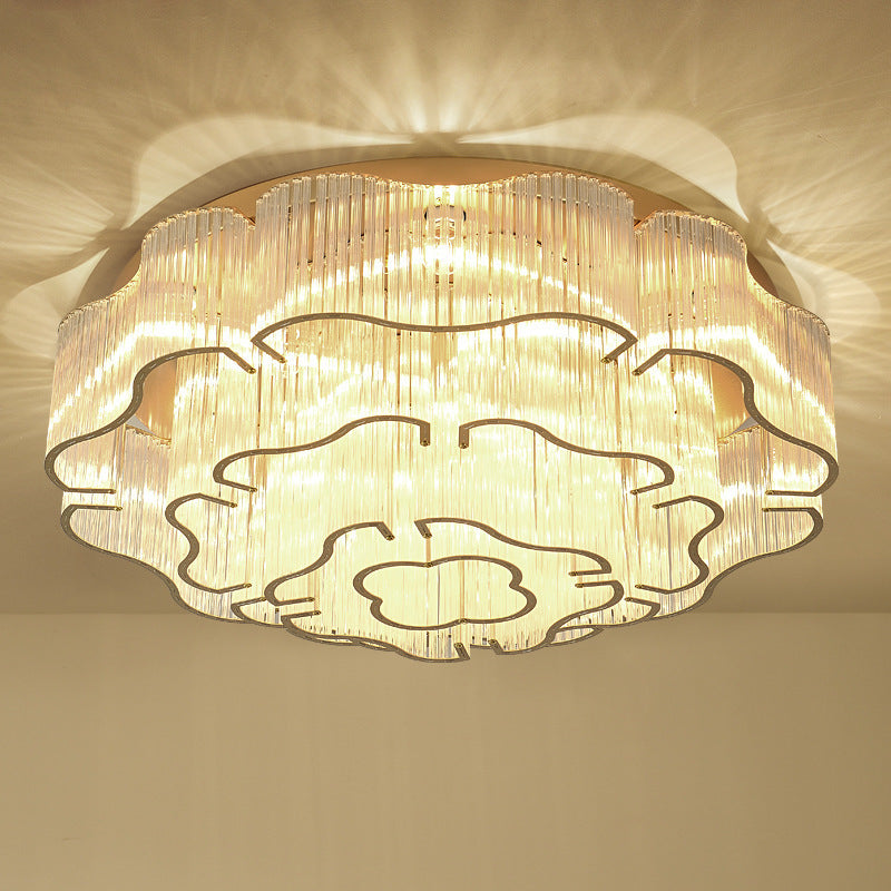 Contemporary Luxury Hardware Glass Round 7/11-Light Semi-Flush Mount Ceiling Light For Living Room, Bedroom