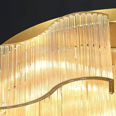 Contemporary Luxury Hardware Glass Round 7/11-Light Semi-Flush Mount Ceiling Light For Living Room, Bedroom