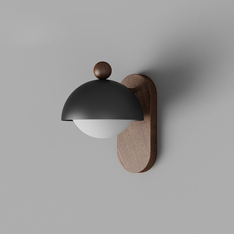 Moderne Mid-Century Eisen Massivholz Acryl Modulare Sphärische 1-Licht Wandleuchte Für Arbeitszimmer Oder Nachttisch 
