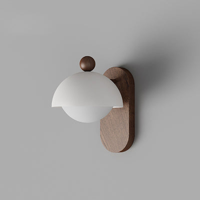 Moderne Mid-Century Eisen Massivholz Acryl Modulare Sphärische 1-Licht Wandleuchte Für Arbeitszimmer Oder Nachttisch 