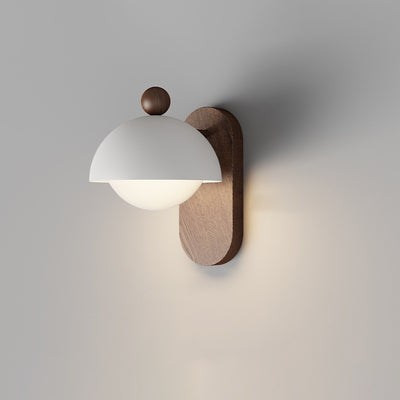Moderne Mid-Century Eisen Massivholz Acryl Modulare Sphärische 1-Licht Wandleuchte Für Arbeitszimmer Oder Nachttisch 