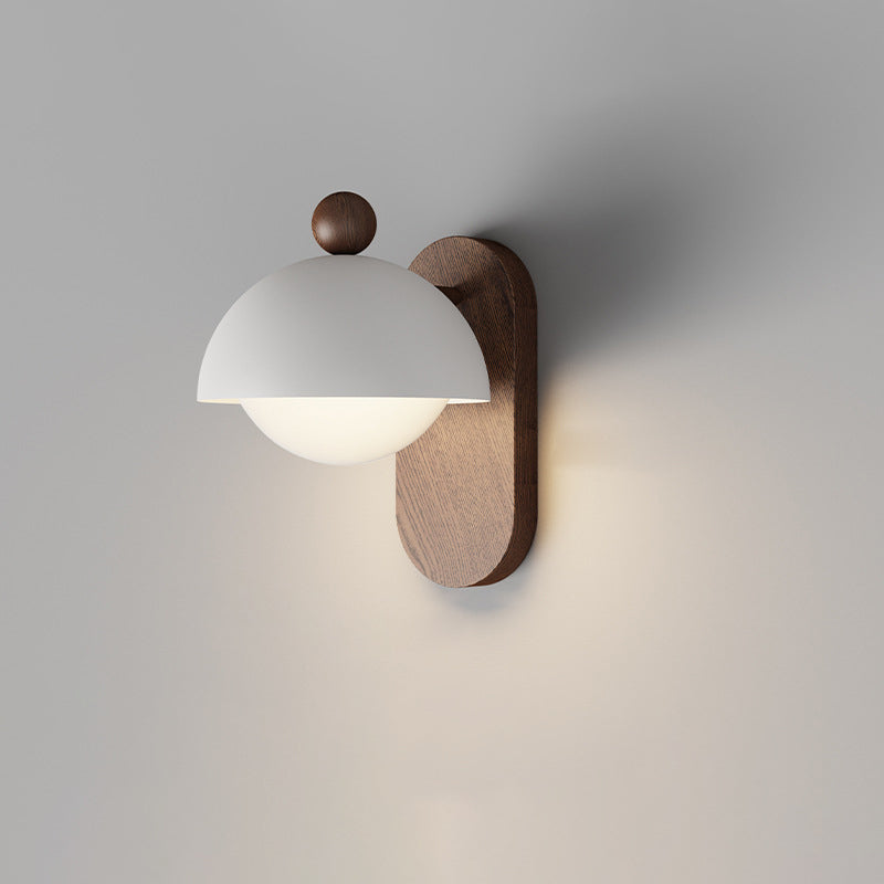 Moderne Mid-Century Eisen Massivholz Acryl Modulare Sphärische 1-Licht Wandleuchte Für Arbeitszimmer Oder Nachttisch 