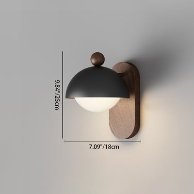 Moderne Mid-Century Eisen Massivholz Acryl Modulare Sphärische 1-Licht Wandleuchte Für Arbeitszimmer Oder Nachttisch 